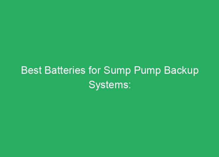 Best Batteries for Sump Pump Backup Systems: Reviews and Recommendations